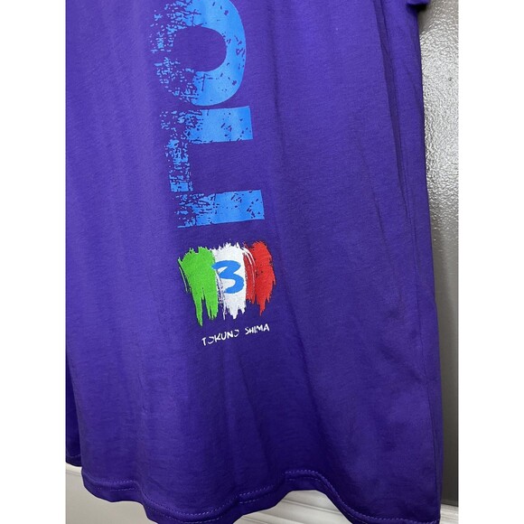 Tokuno Shima Napoli Shirt Mens XL Purple Made in Italy Graphic Hearts Tee Cotton - Picture 4 of 10